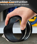 4 Inch Dust Collection Flex Cuff With Stainless Steel Hose Clamps for Airtight Seal in hand showcasing rubber flexibility
