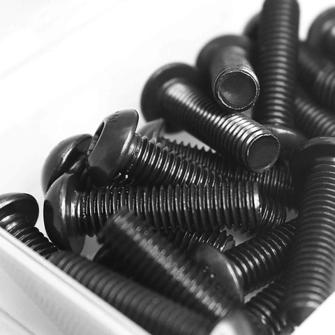 Top Tier M3 X 30mm Button Head Socket Cap Screws Built Tough As Nails With 10.9 Grade Alloy Steel And Durable Black Oxide Finish Featuring Metric Allen Hex Drive Totally Threaded A Solid 50 Pack in a close-up view.