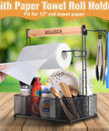 Grill Caddy With Built In Paper Towel Holder For Outdoor BBQ Grilling And Tailgating, Multi Pocket Organizer with paper towels, utensils, condiments, and plates