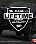 No-Hassle Lifetime Limited Warranty logo over truck background