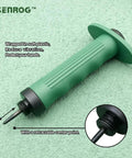 Green handle of 12 In 1 Gasket Punch Set With Sharp Leather Hole Punches And Hollow Punches For Leather Three Sixteenths Inch to One And One Quarter Inch Hole Sizes Includes Handle And Storage Box Great For Diy Leather Craft Projects And Professional Use, showing retractable center point