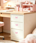 Styled desk with pink bow drawer knobs from the 6 Pack Pink Bow Drawer Knobs Rock Solid Zinc Alloy Cabinet Hardware With Vintage Coquette Styling Super Cute Dresser Pulls Single Hole Mounting For Nursery And Closet Instant Room Glow Up.