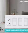 Screwless 4 Gang Wall Plate White Decor Outlet Cover for Standard Size 4.68 by 8.34 Inches Durable Impact Resistant Polycarbonate