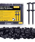 Heavy Duty Nylon Universal Cable Tie Buckles Kit With Self Locking T Rivet Zip Tie Clips, 100 Pcs, in clear packaging