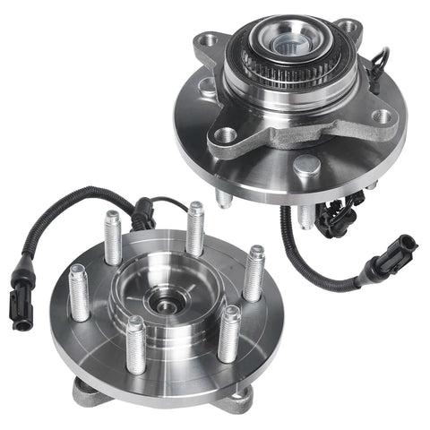 4WD Front Wheel Bearing Hubs For 2009 2010 Ford F150 Six Lug 4x4 Front Left And Right Hubs Assembly Replacement Pair Ready To Install With Sensor Wire ABS Compatible Heavy Duty Construction