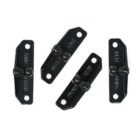 Heavy Duty 10mm Ball Stud Mounting Brackets Pack Of Four Built Tough As Nails With A Slick Black Powder Coat seen in four pieces.