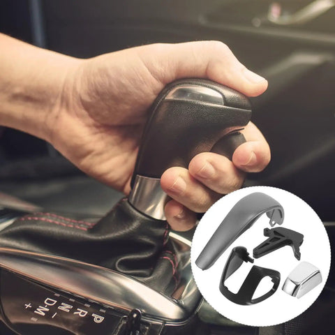 Upgrade Your Ride With This Durable Abs Gear Stick Handle Replacement Kit Featuring Precision Car Shifter Knob Repair Tools For A Smooth And Stable Driving Experience That Will Make You Feel Like A Real Driver On The Road. hand on ABS gear shifter knob in car