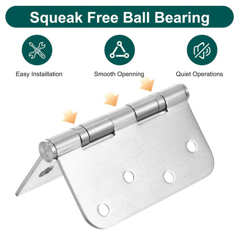 Top Shelf Heavy Duty 304 Stainless Steel Door Hinges 3 Pack 4x4 Inch showing squeak-free ball bearing for smooth operations.