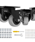 Heavy Duty 2 Inch Caster Wheels Set Of 4 Built Tough With Zero Noise Pu Tread And Dual Locking Brakes Rock Solid Steel Body smooth rolling casters with installation tools.