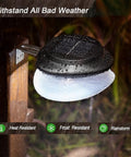 Six Pack 9 LED Solar Gutter Lights 100LM Output IP55 Waterproof Outdoor Gutter Lighting for Garden showing rain resistance
