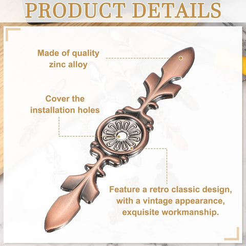 Four Pack Red Zinc Alloy Cabinet Back Plates For Wardrobes, Cupboards, And Dressers, retro design with single screw hole
