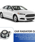 16 PSI Universal Radiator Cap With Tight Seal Waterproof and Leakproof Safety Water Tank Lid for Cars next to car image