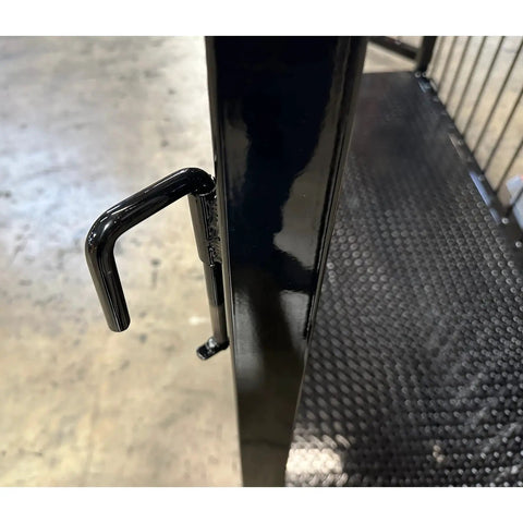 Close-up of the hook mechanism on the Heavy Duty Livestock Weighing Scale With Panel Guard For Cattle featuring six foot platform.
