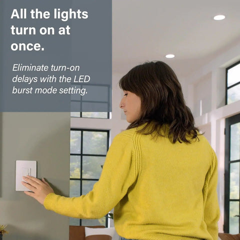 Person using 150W LED Dimmer Switch For Dimmable Lights, Single Pole And 3-Way Ready, Flicker-Free Brightness Control in living room