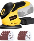 Built Like A Tank Heavy Duty Cordless Detail Sander 12000 Opm Pocket Orbital Sander with abrasive pads for woodworking.