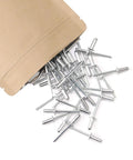 100 Pack Aluminum Blind Rivets Three Sixteenth Inch Diameter, Three Quarters Inch Grip Range, Large Flange Pop Rivets With Steel Mandrel
