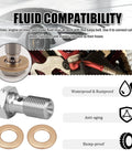 M10x1.0 Banjo Bolt Kit With Copper Washers For Brake Line Fittings, stainless steel, shown with waterproof and rustproof features.