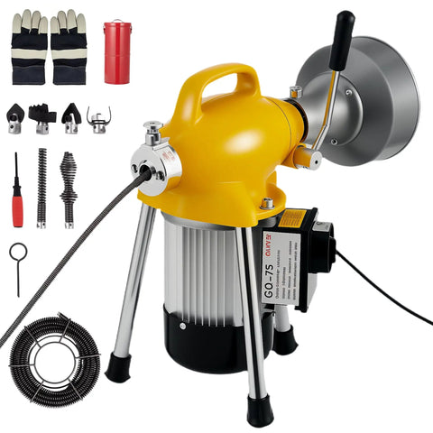 Hella Powerful 500W Electric Drain Auger Machine With 66 Feet Heavy Duty Steel Cable And Pro Sewer Snake Pipe Unclogger, tools and accessories included.