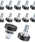 Quarter Inch Thread Leveling Feet 12 Pack With T Nuts Heavy Duty Adjustable Furniture Levelers with galvanized steel and black base