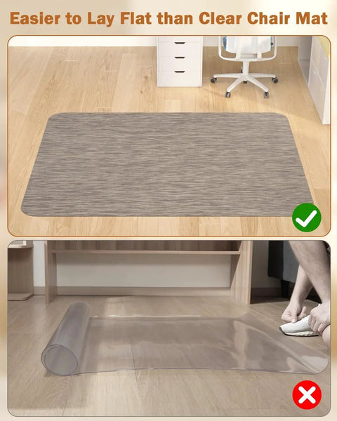 Large Office Chair Mat For Hardwood Floors 35.4 By 47.2 Inches Anti Slip PVC Desk Rug With Rattan Pattern installed on floor