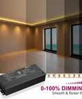 Go-To Five In One Dimmable LED Driver For Tough Lighting Setups, 100W AC 100-277V To DC 24V Transformer with dimming demonstration