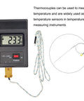 Front view of MECCANIXITY K-type thermocouple with plug, stainless steel probe and 3.3 ft wire temperature sensor