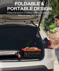 Collapsible Shopping Cart With Wheels 200 Lb Capacity in car trunk with groceries, showcasing foldable design and portability, red build.