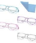Four Pack Clear Safety Glasses Anti Fog Nursing Goggles Anti Scratch Square Protective Eyewear With No Sweat Side Shields And Cleaning Cloth