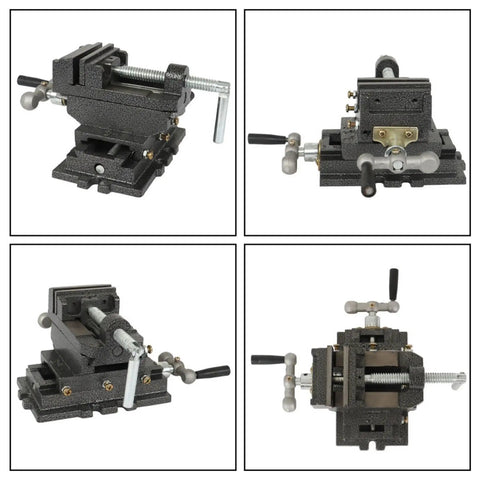 Heavy Duty Metal Milling Machine With 3 Inch Sliding Vice Drill Press And Cross Clamp Fixture For Precise Bidirectional Clamping And No Nonsense Secure Workholding, iron cross clamp fixture with 3-inch jaw