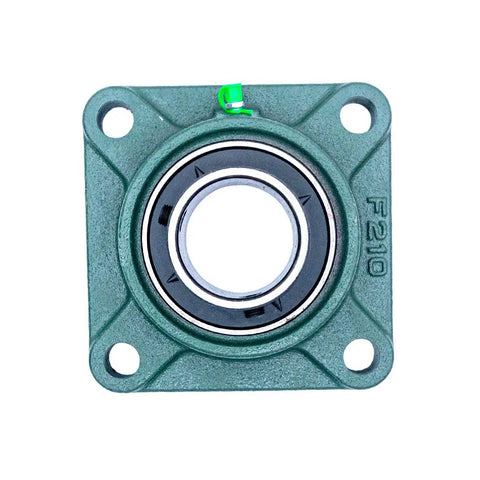 2 Inch Bore Pillow Block Bearings Set Of 2 with Square Flange Cast Iron Housing and Chrome Steel Ball Bearings, front view