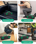 Kickass Tailgate Ready Tool Box Featuring An Unbreakable Hinged Lid And Grippy Top Carry Handle on a worksite floor, ideal for maintenance work.