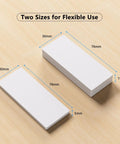 Heavy Duty EVA Foam Headboard Stoppers And Wall Protectors 18 Piece Set, showing two sizes, 30x76mm, 15mm and 5mm thick, white.