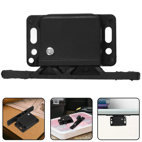 RV Cabinet Latch Set 2 Pack Push To Close Drawer And Door Lock Grabber Catch with black ABS construction
