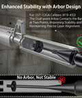 Rechargeable Green Laser Bore Sight Kit With 64 Caliber Adapters For.17 To 12 GA showing dual-point arbor design in rifle barrel