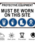 Aluminum Safety Sign 8 By 12 Inch Must Wear PPE On This Site Warning For Construction Sites Industrial Shops Warehouses And Factories Durable Weatherproof Sign