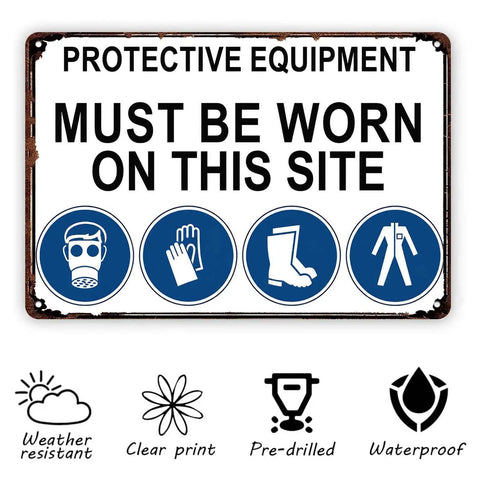 Aluminum Safety Sign 8 By 12 Inch Must Wear PPE On This Site Warning For Construction Sites Industrial Shops Warehouses And Factories Durable Weatherproof Sign