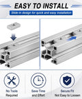 Real Deal M8 Sliding T Nuts For 4040 Aluminum Extrusion Bulk Pack Of 50 Zinc Coated Steel Block Fasteners installed in aluminum rails.
