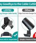 EV Charger Wall Mount Holder For SAE J1772 Cord Organizer showing U-hook with arc-shaped sides for gentle cable support.