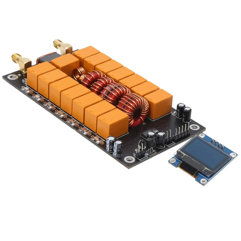 ATU-100 Mini Automatic Antenna Tuner Kit For Ham Radio Nerds With OLED Display DIY Tuner Board close-up angle view