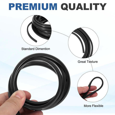 Heavy Duty Aluminum T Slot Cover Strip For 3030 And 4040 Extrusions Dust Proof Flat Seal Guard contours and flexibility shown in black.