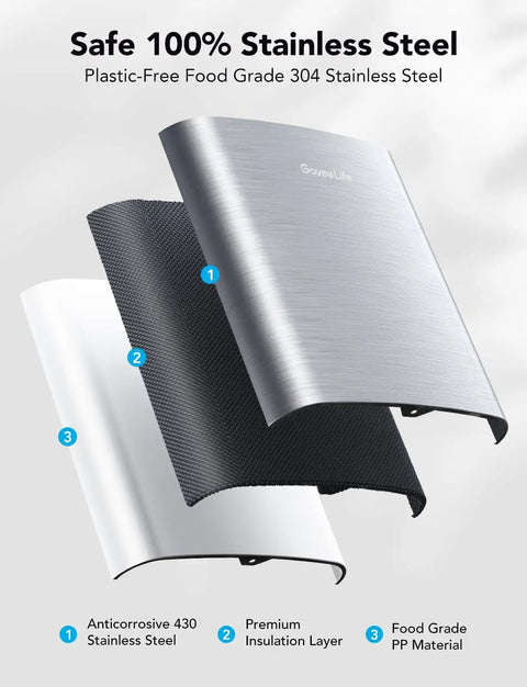 Visual breakdown of 100% stainless steel layers used in Smart Countertop Ice Maker Portable Ice Machine.