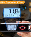 Digital Meat Thermometer With Countdown Timer For Kitchen And Outdoors, Ultra Fast 3-Second Readings, backlit display in use
