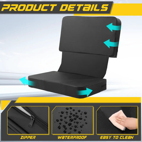 Go Kart Two Seater Seat Cushion With Elastic Straps, Waterproof PU Go Cart Seats For Two, shown with cleaning demonstration