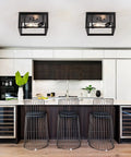 Two Pack Black 11 Inch Semi Flush Mount Ceiling Lights Modern Industrial Square Metal Close To Ceiling Lighting in kitchen