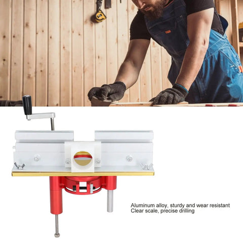 Shop Tough Router Lift Kit With Effortless Manual Crank And Sturdy Steel Guides, Aluminum Alloy Table Insert Base For Woodworking Projects, Smooth Height Dialing And Rock Solid Stability In Bold Red - detailed view of precision routing hardware.