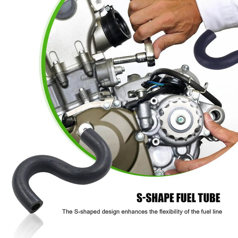 S Shaped Flexible Fuel Line Hose For Honda Gas Tank Replacement, Dope Quality Rubber Tube, 1 Pc, Fits TRX 250X 300EX 300X, Black, High Temperature Resistant, Tear Resistant, Easy Install, OEM Style Fuel Line