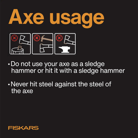 Safety instructions for X7 Small 14 Inch Hatchet Axe With Sheath including illustrations and usage warnings.