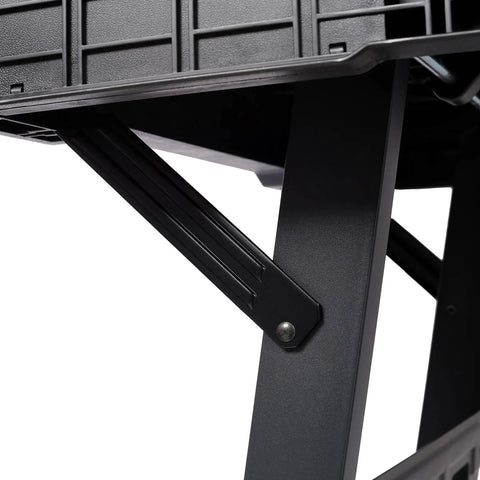 Close-up of sturdy leg feature on Portable Folding Workbench With 1650 Lbs Capacity Heavy Duty Work Table For Garage Shop Or Home Setup 