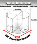 Product dimensions of Snag This Smooth Spinning Four Section Drink Packet Organizer With BPA Free Clear Plastic Material.