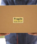 6 Pack Yellow PVC Fragile Shipping Labels with Adhesive Warning Stickers for Moving Boxes and Warehouses, High Visibility Packing Labels for Efficient Shipping and Handling, Bulk Package Stickers on cardboard box